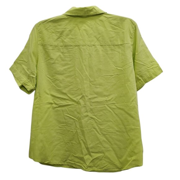 Chico's Women's Lime Green Modal Blend Shell Chip Short Sleeve Button Up Top 2 L - Picture 6 of 7